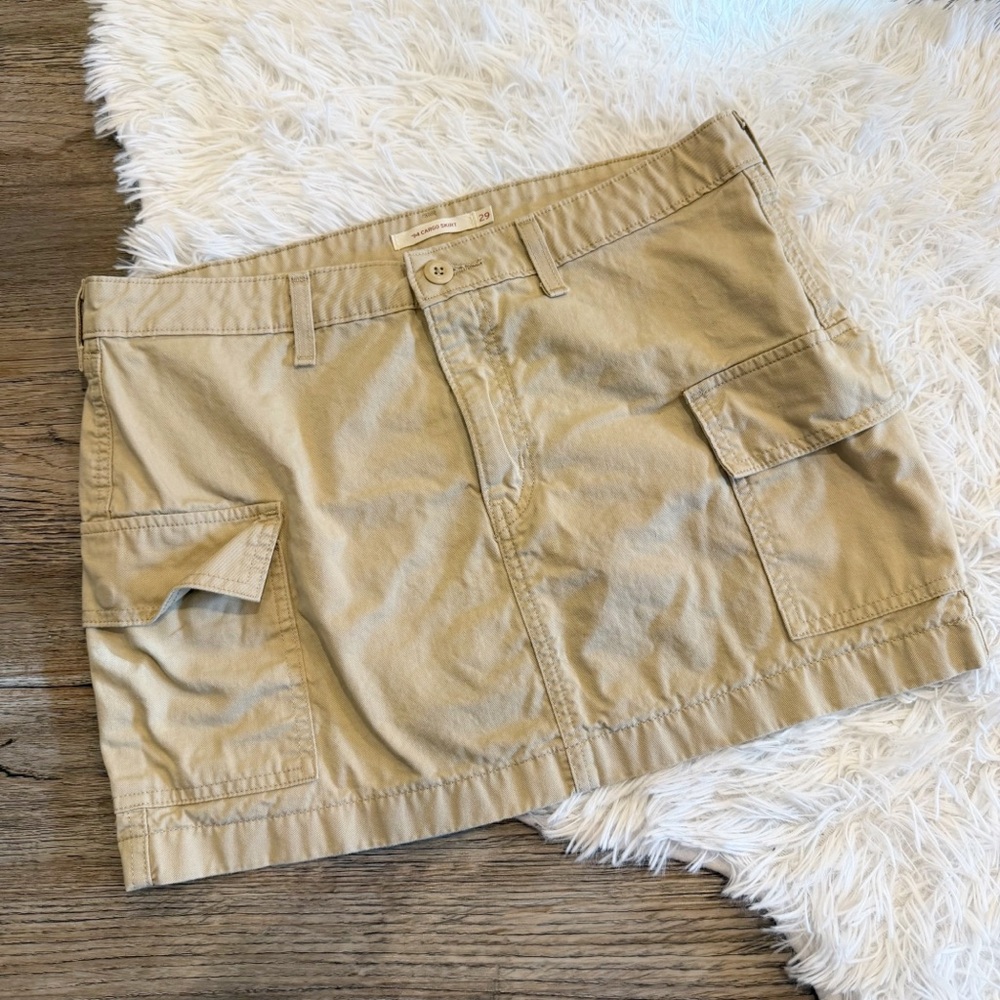 Levis 94 Cargo Mini Skirt 29 Khaki Y2K Streetwear Normcore Gorpcore Indie Street - Picture 2 of 7